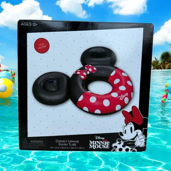 Disney Minnie Mouse Inflatable Swim Tube With Cup Holder & Storage Space - Picture 6 of 7